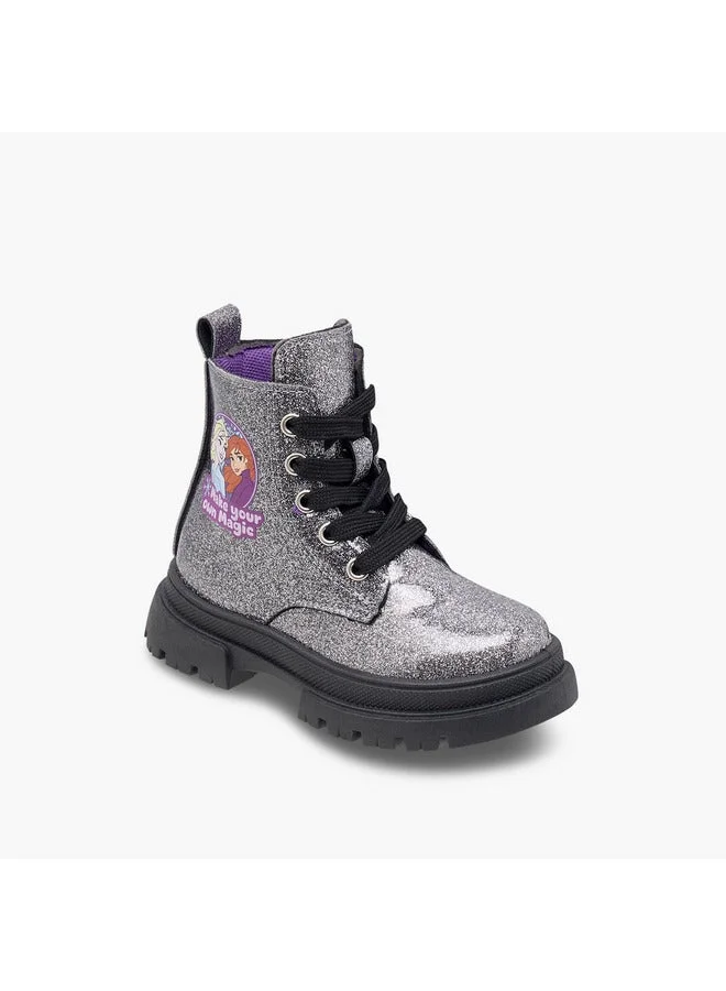 Disney Girls Frozen Print Ankle Boots with Zip Closure