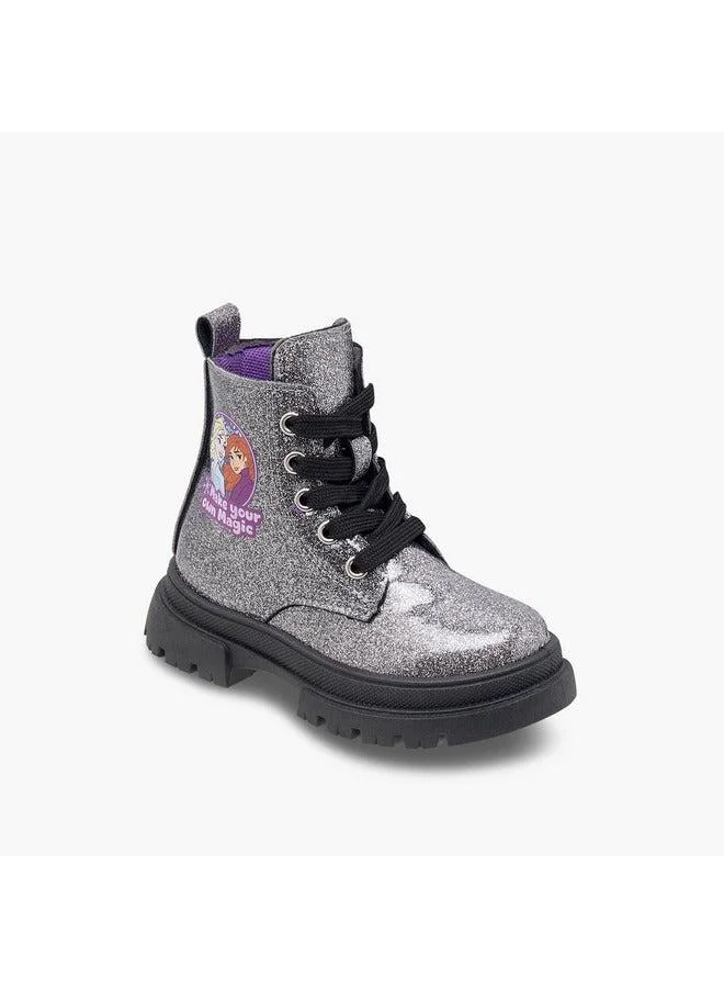 Disney Girls Frozen Print Ankle Boots with Zip Closure