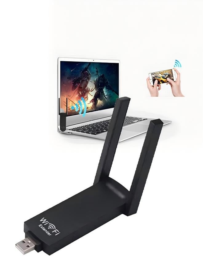 Portable 300M Foldable Dual Antenna USB Range Extender Router Repeater AP Amplifier for Smartphone/Laptop/Desktop - Image 1