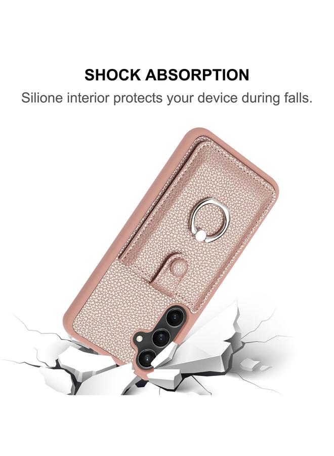 S-TOP Case For Samsung Galaxy A55 5G Global Litchi Texture Drawing Card Bag Ring Holder Phone Case - Image 5