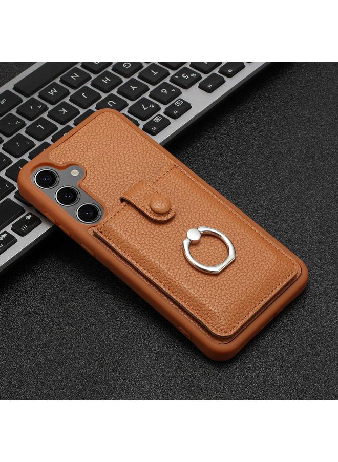 S-TOP Case For Samsung Galaxy A55 5G Global Litchi Texture Drawing Card Bag Ring Holder Phone Case - Image 2