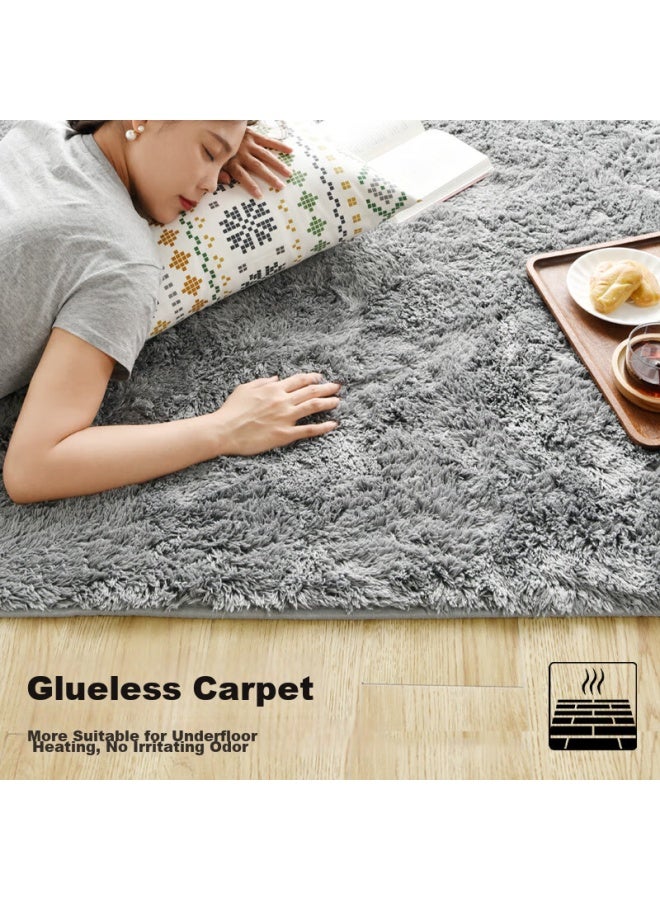 Foojo Non-adhesive Velvet Large Carpet, Ultra-soft, For Living Room And Bedroom, Non-slip, Suitable For Floor Heating, 160*230cm, Gradient Gray - Image 3