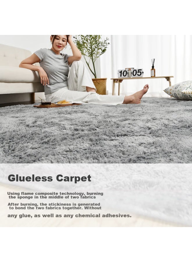 Foojo Non-adhesive Velvet Large Carpet, Ultra-soft, For Living Room And Bedroom, Non-slip, Suitable For Floor Heating, 160*230cm, Gradient Gray - Image 2
