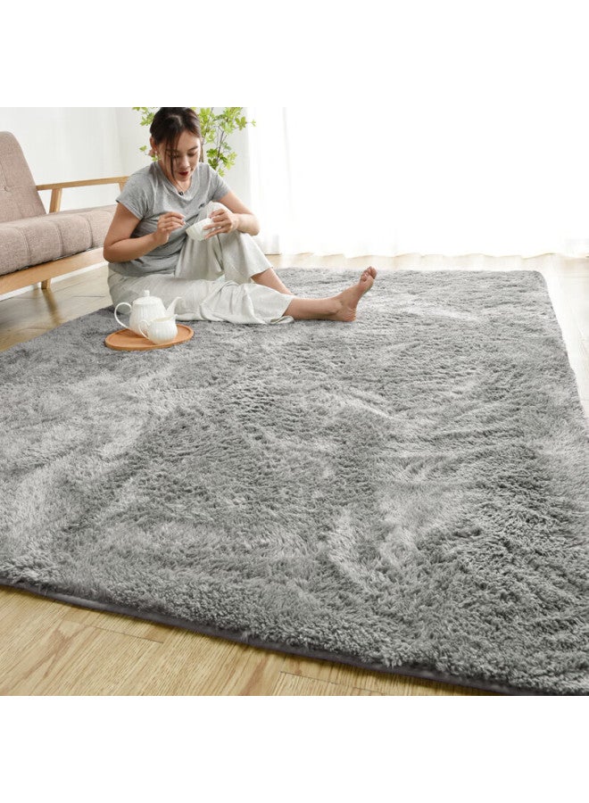 Foojo Non-adhesive Velvet Large Carpet, Ultra-soft, For Living Room And Bedroom, Non-slip, Suitable For Floor Heating, 160*230cm, Gradient Gray - Image 4