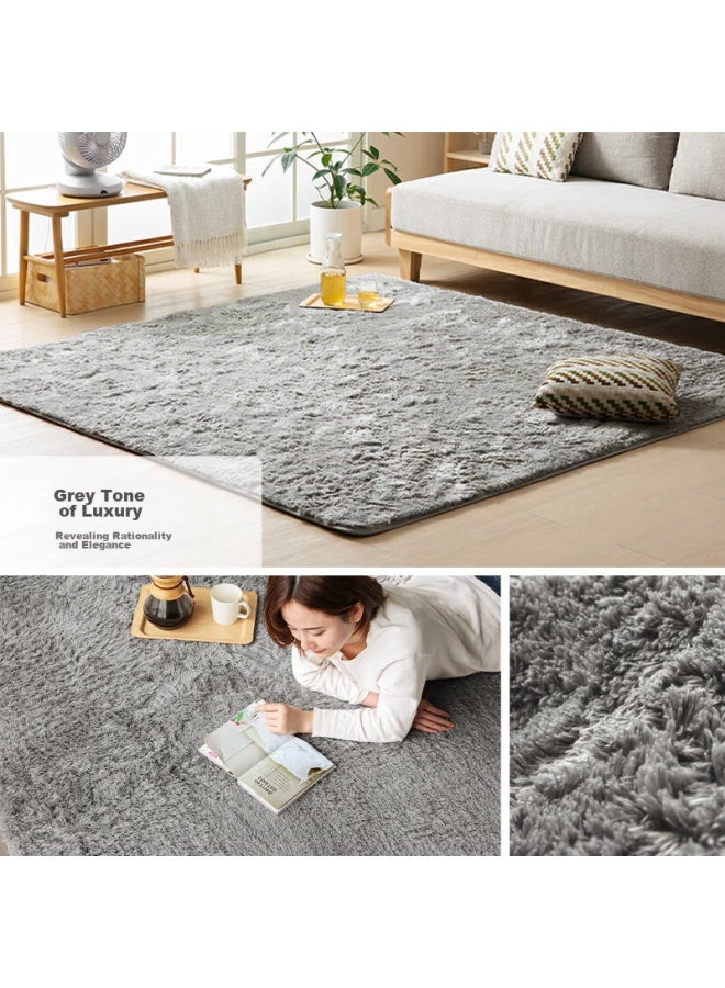 Foojo Non-adhesive Velvet Large Carpet, Ultra-soft, For Living Room And Bedroom, Non-slip, Suitable For Floor Heating, 160*230cm, Gradient Gray - Image 5