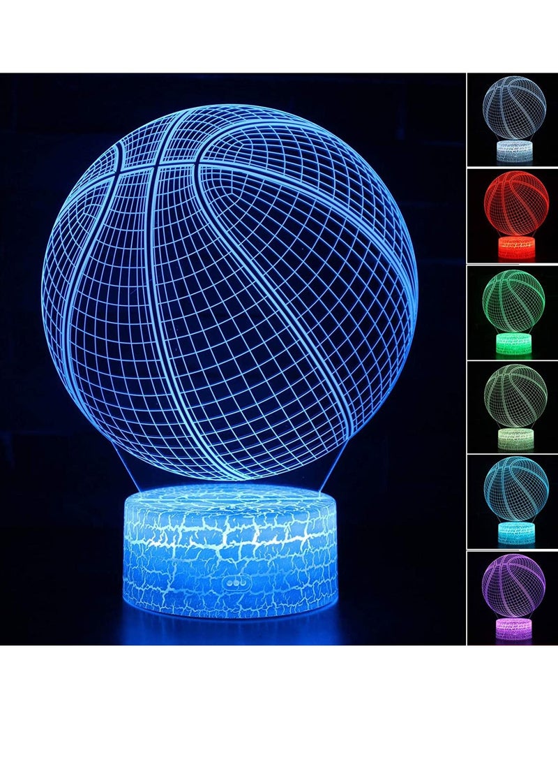 althiqahkey 3D Basketball Night Light Basketball Multiple Colour Lamp Round Smart Touch Switch LED Lighting for Sport Lovers Boys Girls Kids Toys Decorations No Dry Battery - Image 2