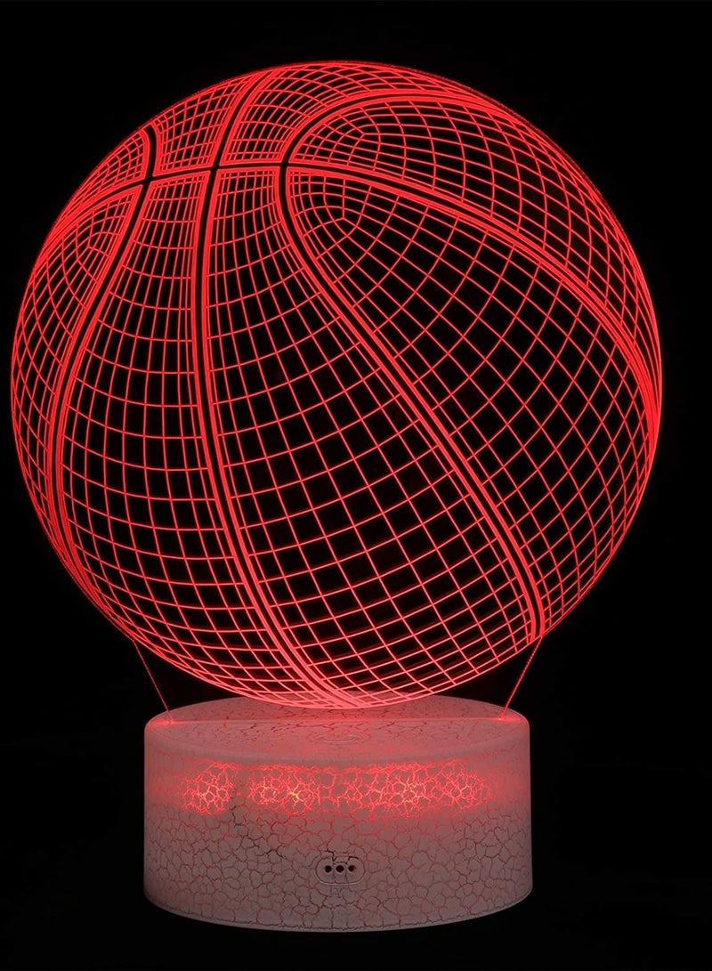 althiqahkey 3D Basketball Night Light Basketball Multiple Colour Lamp Round Smart Touch Switch LED Lighting for Sport Lovers Boys Girls Kids Toys Decorations No Dry Battery - Image 1