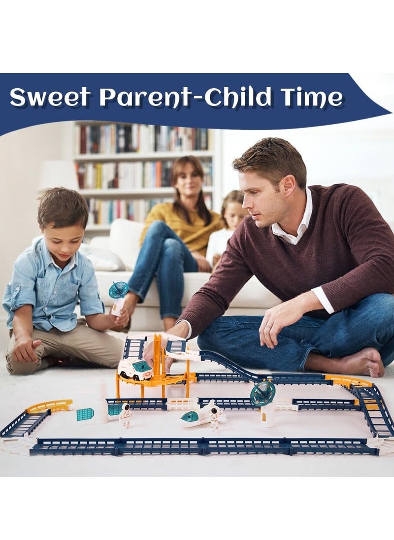 Generic - Electric Train Set for Kids Space Variety Rail Car Railway Learning Educational Toys Creative Puzzle Toys Train Sets for Kids Boys Girls Age 3 Years Up Electric Track Car Set Blue Space - Image 1