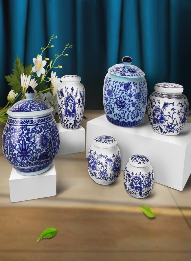 RMERVE Set of 6 Small Blue and White Porcelain Vases Blue Chinoiserie Decor Gifts Ceramic Flower Vases Classic vase Decor for Home Bedroom Table Accent Shelf Tabletop Decor - Image 4