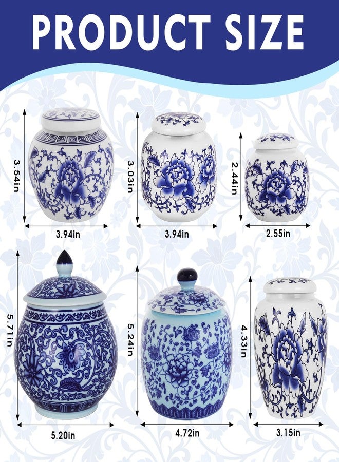 RMERVE Set of 6 Small Blue and White Porcelain Vases Blue Chinoiserie Decor Gifts Ceramic Flower Vases Classic vase Decor for Home Bedroom Table Accent Shelf Tabletop Decor - Image 2
