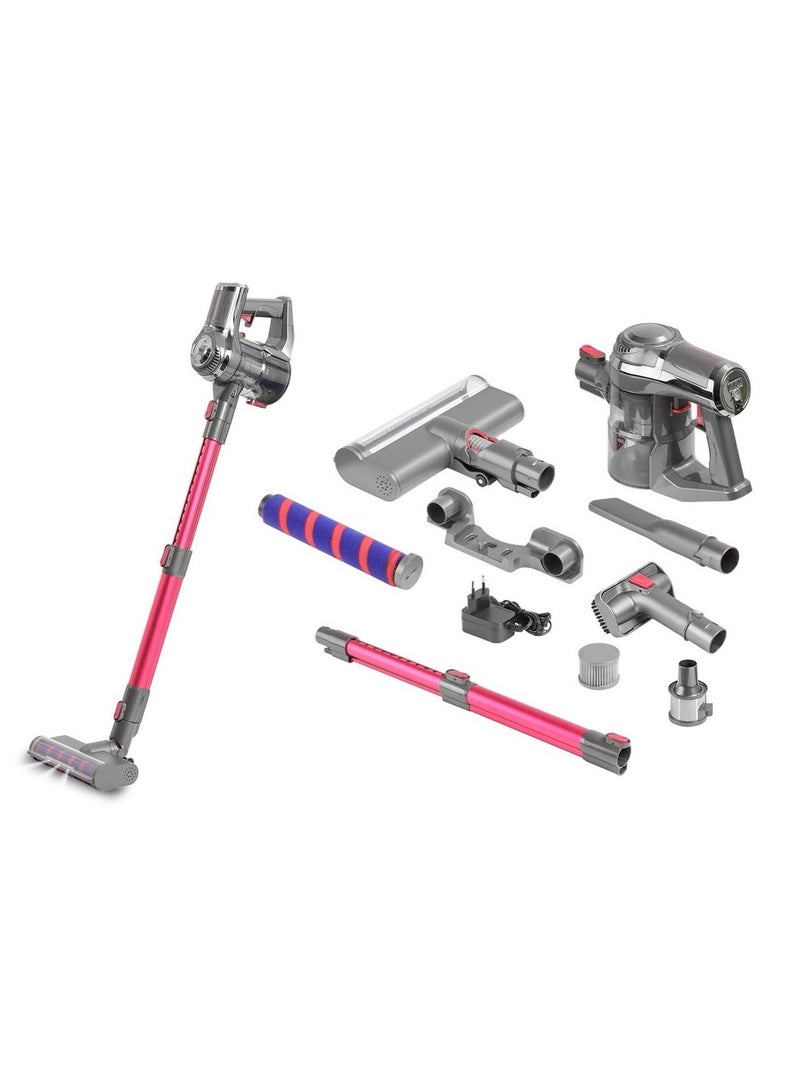 سويس برو+ مكنسة كهربائية لاسلكية – قدرة 150 واط – محمولة لاسلكية مع نظام ترشيح بـ4 طبقات – سعة غبار 0.6 لتر – لون وردي - Image 1