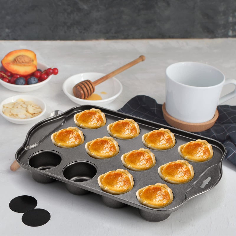 Tosnail 2 Pack 12 Cavity Mini Cheesecake Pan with Removable Bottom - Image 5
