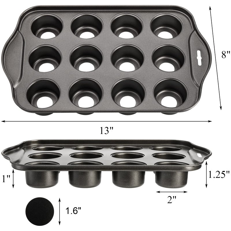 Tosnail 2 Pack 12 Cavity Mini Cheesecake Pan with Removable Bottom - Image 2