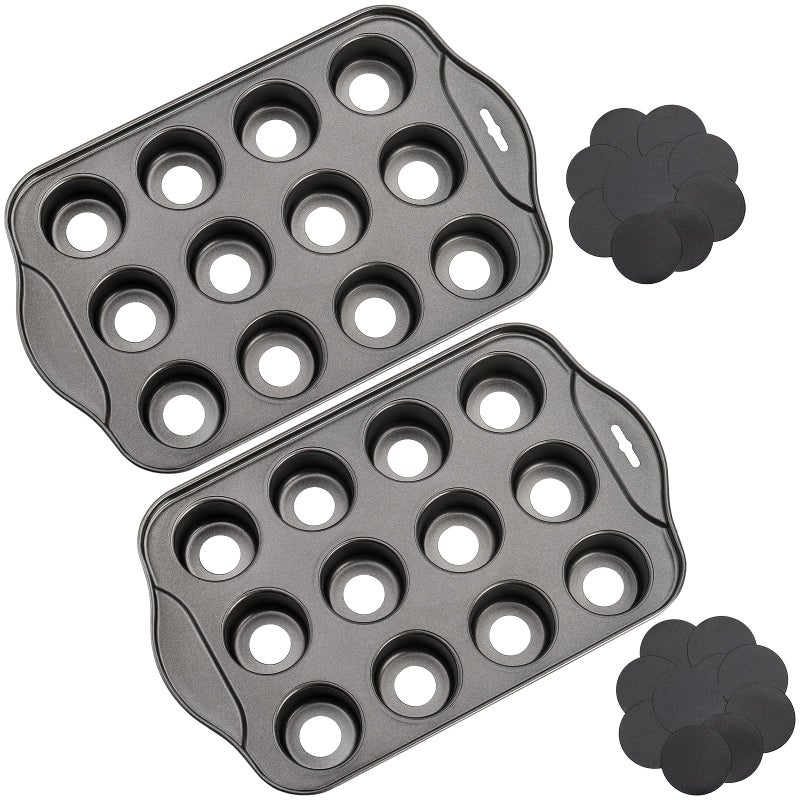 Tosnail 2 Pack 12 Cavity Mini Cheesecake Pan with Removable Bottom - Image 1