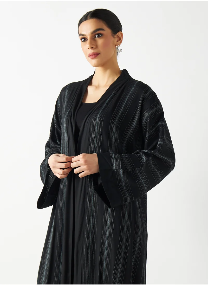 Hadiyath Al Madinah Striped Abaya with Hijab - HM