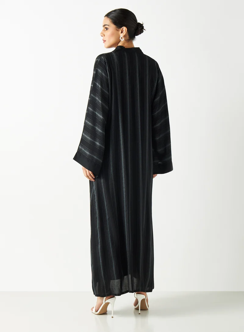 Hadiyath Al Madinah Striped Abaya with Hijab - HM