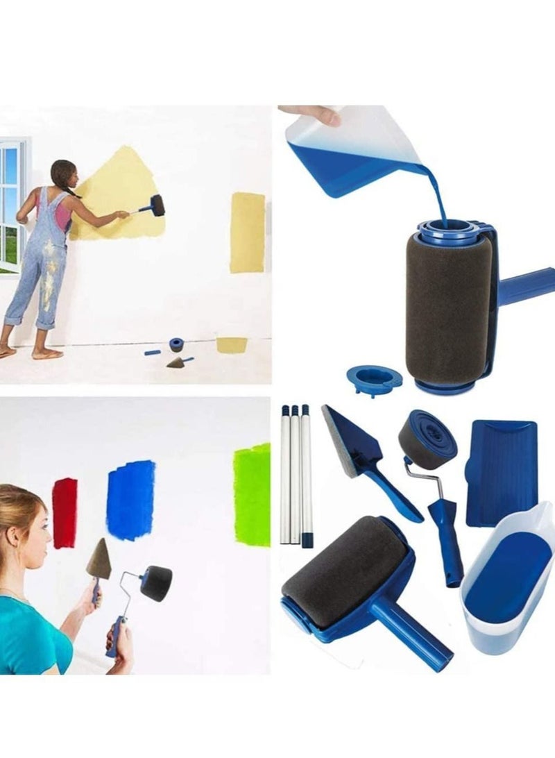SYOSI 5Pcs Paint Roller Set Paint Runner Tool Foam Painting Brush with Sticks Paint Roller Pro Including Paint Roller Tray Paint Roller Edger Corner Cutter Painter Paint Roller Extension Pole  - Image 2