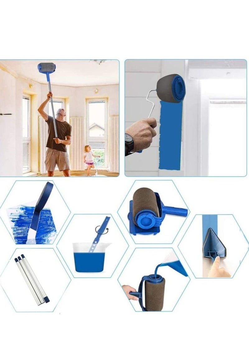 SYOSI 5Pcs Paint Roller Set Paint Runner Tool Foam Painting Brush with Sticks Paint Roller Pro Including Paint Roller Tray Paint Roller Edger Corner Cutter Painter Paint Roller Extension Pole  - Image 4