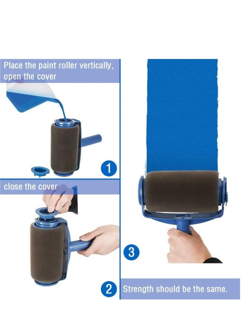 SYOSI 5Pcs Paint Roller Set Paint Runner Tool Foam Painting Brush with Sticks Paint Roller Pro Including Paint Roller Tray Paint Roller Edger Corner Cutter Painter Paint Roller Extension Pole  - Image 3