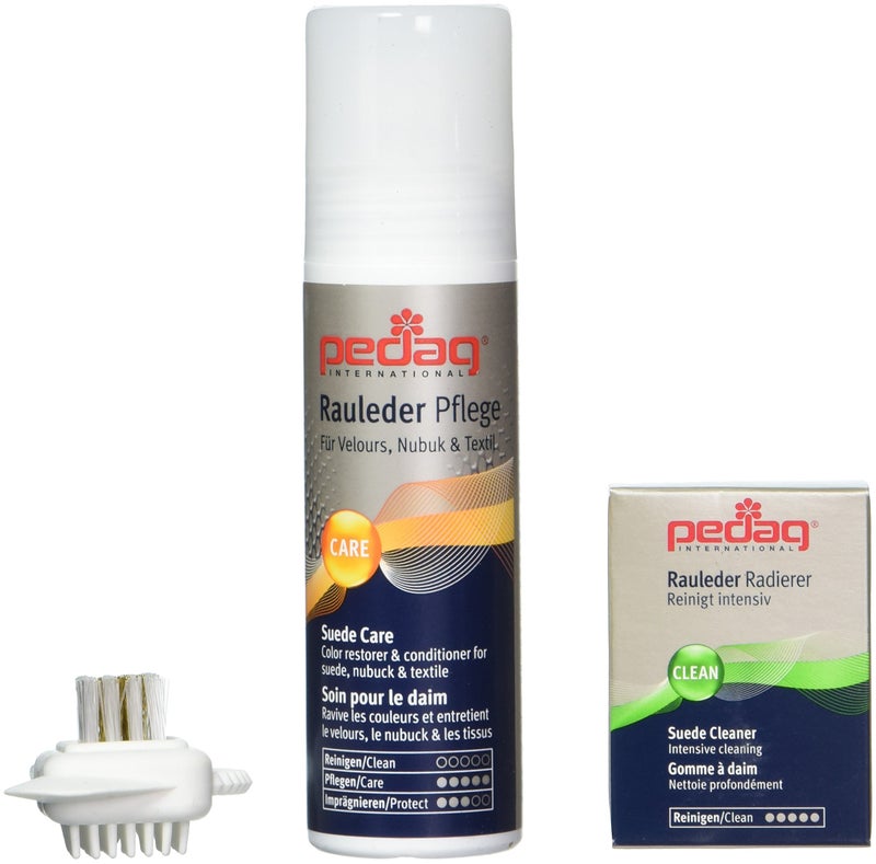 pedag Suede Cleaner and Textile Color Restorer, 3 pc Cleaning and Care Kit for Shoes and Boots, Made in Germany, Neutral Multi Color - Image 1
