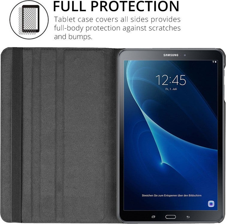 FUJIMAX Samsung Galaxy Tab A SM-T590 Rotating Leather Case with Horizontal and Vertical Stand (SM-T590,T595,T597)