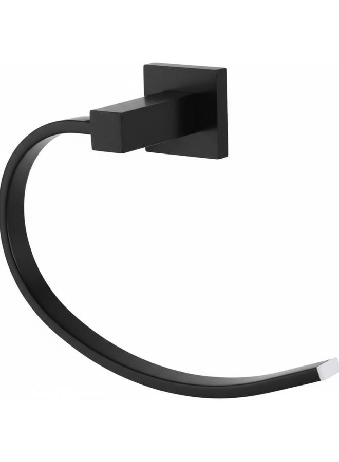 Black Round Towel Rack Bathroom Wall Mount Simple Round Towel Hanger Heavy Duty Stainless Steel Towel Holder - Image 2