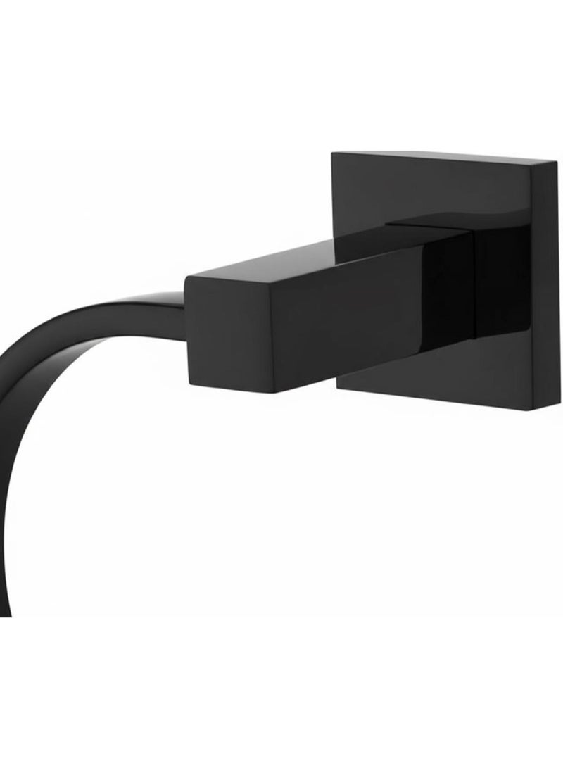 Black Round Towel Rack Bathroom Wall Mount Simple Round Towel Hanger Heavy Duty Stainless Steel Towel Holder - Image 3