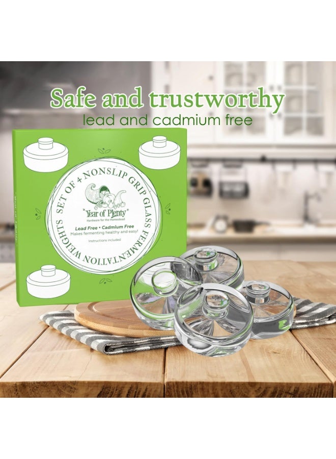 Year of Plenty أوزان التخمر من عام الوفرة - مقبض غير قابل للانزلاق - لتخمر مخلل الملفوف، المخللات، الكيمتشي في برطمانات ميسون ذات الفم العريض - خالية من الرصاص/الكادميوم - (مجموعة من 4) - Image 2