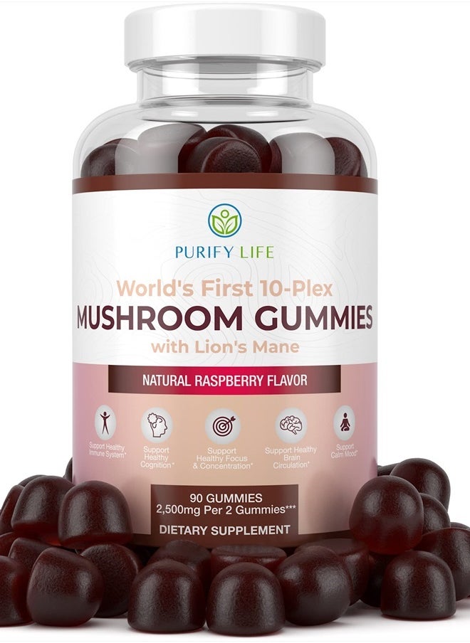 Purify Life - World's First 10-Plex, Mushroom Lions Mane, 90 Gummies - Image 1