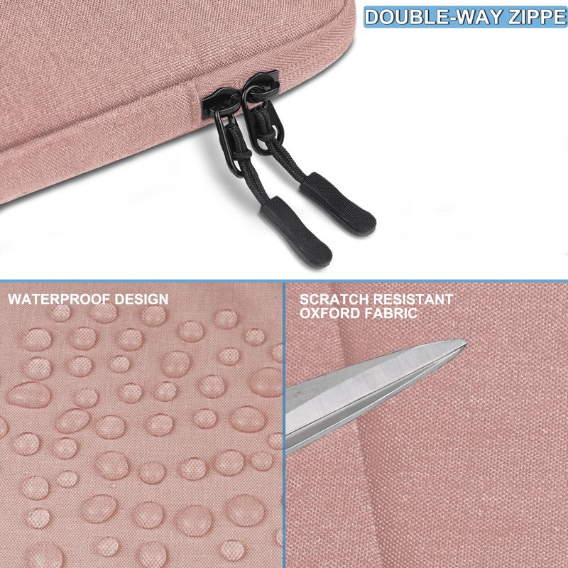 Naukay Laptop Sleeve Case  Shockproof Protective Computer Sleeve Cover With Accessories Pocket  Water Resistant Traveling Carrying Laptop Bag Compatible For 15.6 Inch Macbook Dell Hp Acer Lenovo  Pink - Image 5