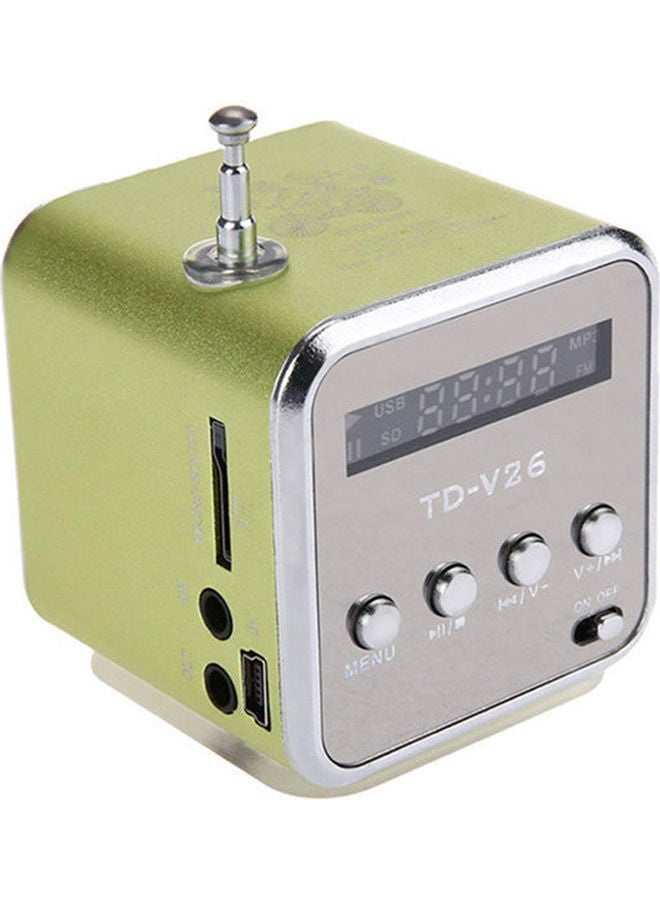 NIBEMINENT TD-V26 Mini Portable Sound Speaker TF Card FM Radio AUX Stereo Music Player Green/Grey