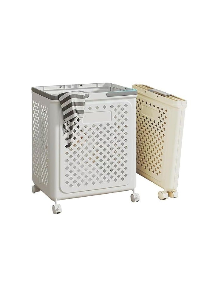 Multi-purpose foldable laundry basket for storage - equipped with 4 wheels for easy movement and carrying handles - high-quality material for home storage Lo - Image 1