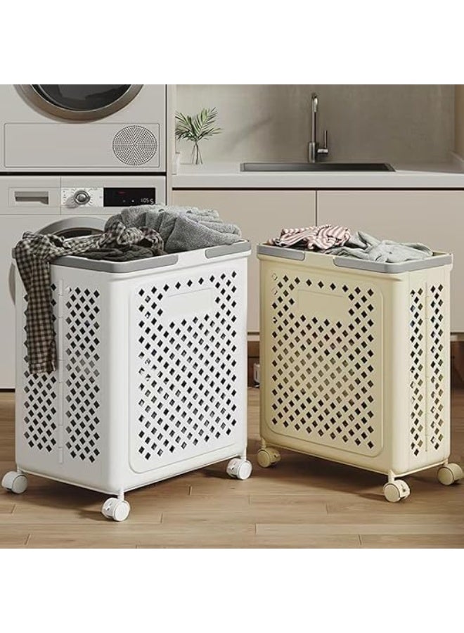 Multi-purpose foldable laundry basket for storage - equipped with 4 wheels for easy movement and carrying handles - high-quality material for home storage Lo - Image 3
