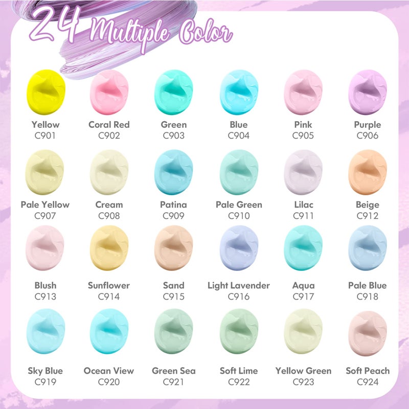Caliart Pastel Acrylic Paint Set with 12 Brushes, 24 Pastel Colors (59ml, 2oz) Art Craft Paint for Artists Students Kids Beginners, Halloween Decorations Canvas Ceramic Wood Rock Painting Supplies Kit - Image 3