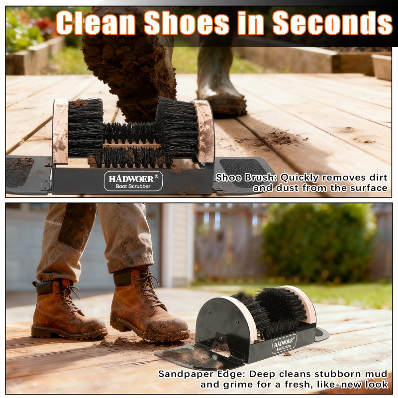 Hadwoer Boot Brush Scraper Outdoor â€“ Heavy Duty Boot Scrubber & Shoe Cleaner Brush with Sturdy Bristles â€“ Resistant Boot Cleaner for Mud, Dirt & Snow â€“ Durable Outdoor Boot Scrapers with Brushes - Image 4