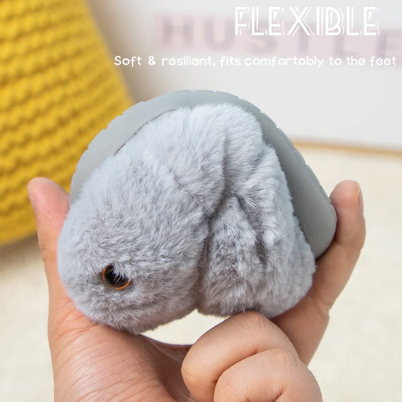 Fadezar Toddler Slippers Girl Boy House Slipper Kids Rabbit Winter Slipper Warm Bunny Slippers Soft Plush Indoor Girls Boys Slipper Cover Heel Grey 5-6 toddler CN 140 - Image 5