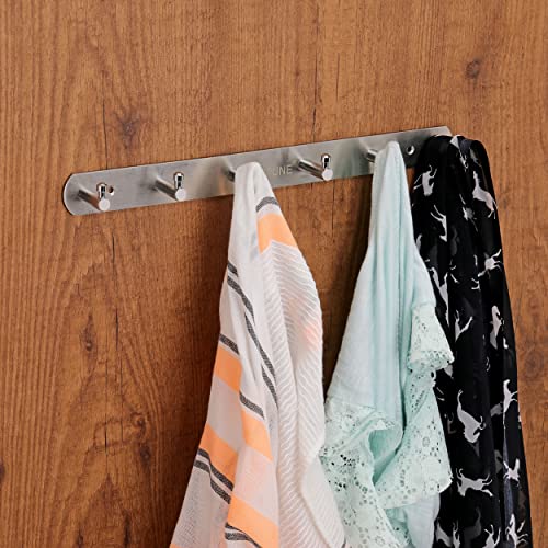 Fortune Stainless Steel Bathroom Accessories Hooks Plate | Wall Mounting and Door Back Hanger Pins for Hanging Cloth Set, Shirt Bar and Towel Rack, Robe, Keys | khutti - (6 Hook) (Pack of 1) - Image 3