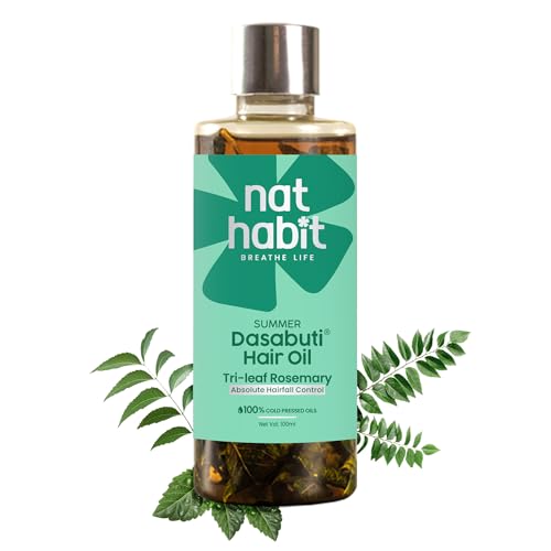 Nat Habit Tri-Leaf Rosemary Hair Oil For Men & Women, Nourishing Formula, Suitable For All Hair Types, Free From Paraffin, Mineral Oil, Preservatives & Chemicals, 100ml - Image 1