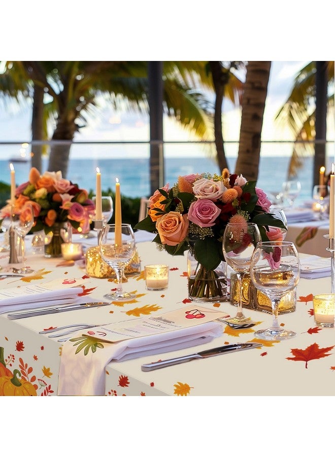 Childom Thanksgiving Disposable Tablecloths - Fall Pumpkin Maple Plastic Table Cloth, Waterproof Rectangular for Home, Fall Themed Parties, Outdoor Picnic - 3 Pack, 54 x 108 Inch - Image 5