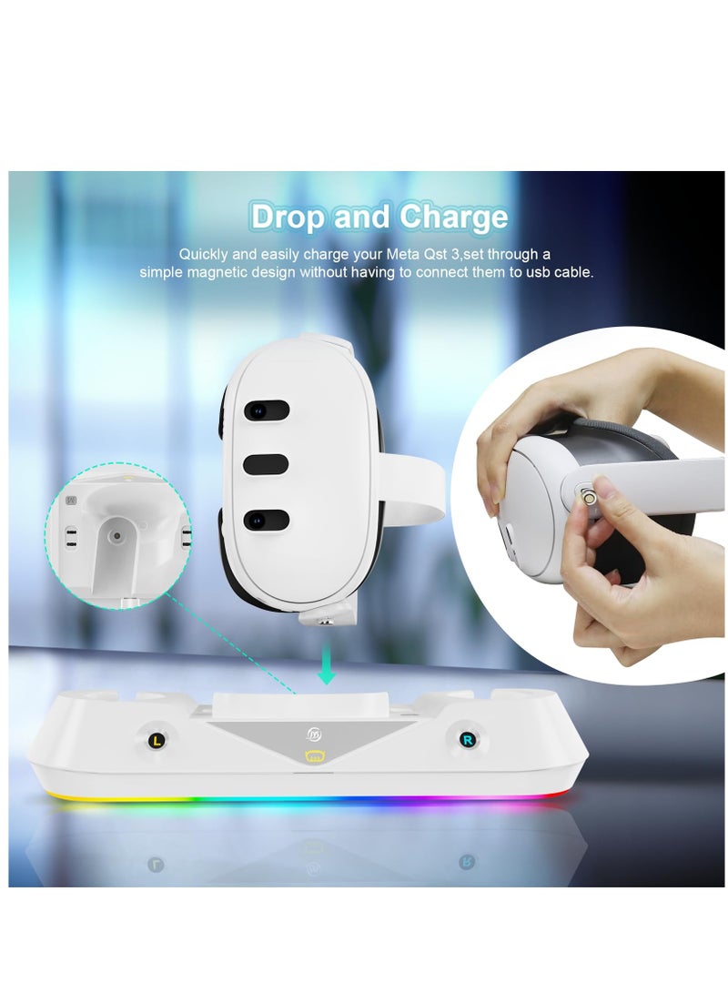 Magnetic Fast Charger Dock Compatible with Meta/Oculus Quest 3 Headset and Controller Charging Station Stand 2 Rechargeable Batteries  - Image 2