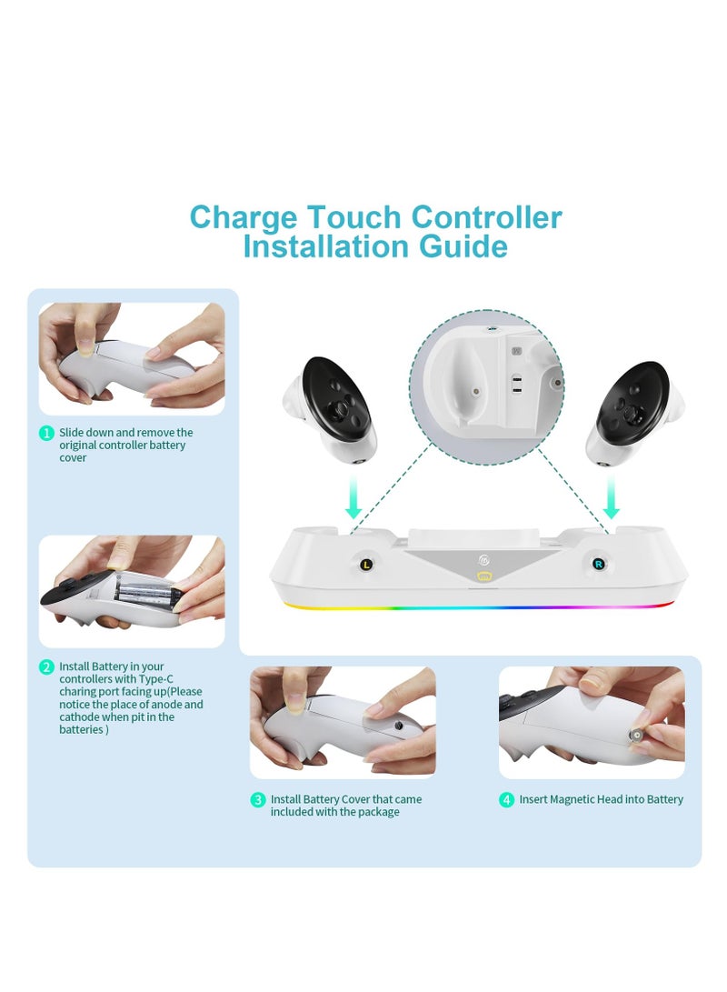 Magnetic Fast Charger Dock Compatible with Meta/Oculus Quest 3 Headset and Controller Charging Station Stand 2 Rechargeable Batteries  - Image 5