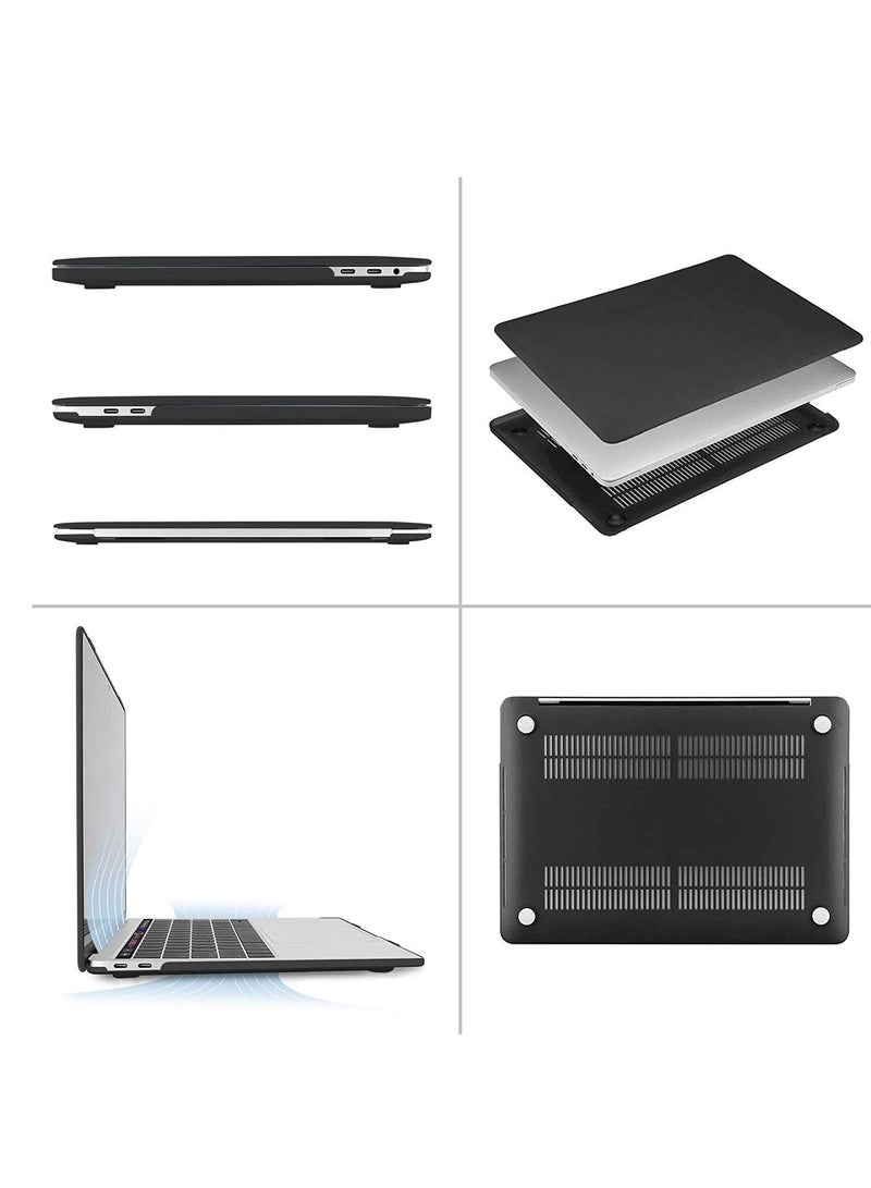 غطاء جراب MacBook Air 13 بوصة A2337 M1 A2179 / A1932 / 2021/2020/2019/2018 غطاء صلب قابل للإزالة لهاتف MacBook Air 13 شاشة Retina مع Touch ID أسود - Image 3