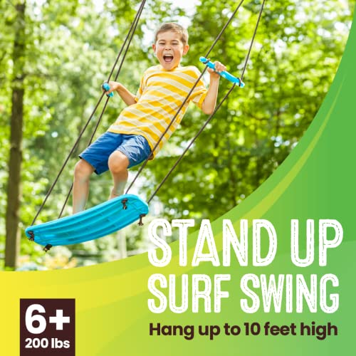 Swurfer Kick Stand Up Tree Swing, Outdoor Swingset for Kids with Adjustable Handles, Outdoor Play Equipment, Weatherproof, Easy Installation, 200 lbs, Ages 6+, Blue - Image 2