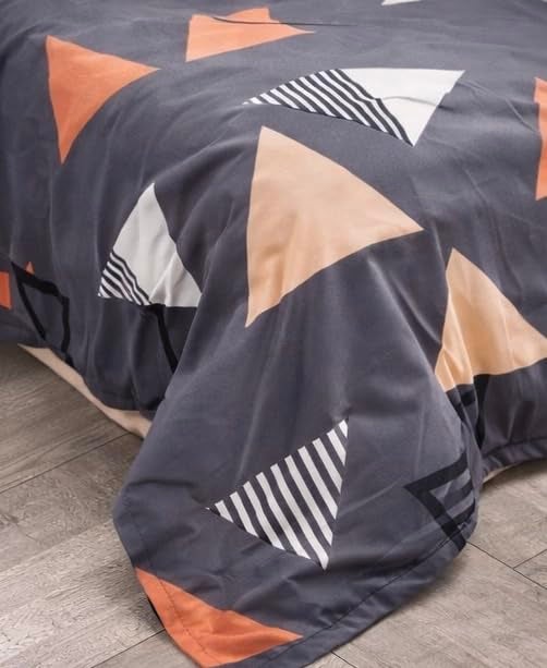 Warisi King Size Duvet Cover 90x100 Inches Glace Cotton Soft Bedding with Zipper Closure, for Blanket King Size, Double Blanket, Razai Double Bed, Comforter Cover (Grey Trangle Duvet Cover) - Image 2