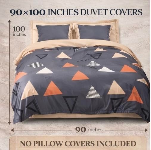 Warisi King Size Duvet Cover 90x100 Inches Glace Cotton Soft Bedding with Zipper Closure, for Blanket King Size, Double Blanket, Razai Double Bed, Comforter Cover (Grey Trangle Duvet Cover) - Image 4