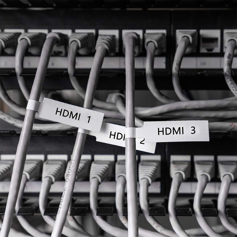 Phomemo D30 Label Maker Tape Cable Wire Label Tape, Black Print on White Sticker, 12.5mm x 74mm+35mm (3/8" x2 7/8"+1 3/8) Self-Adhesive Thermal Label Tape, 65 Tapes/Roll, 3-Roll - Image 3