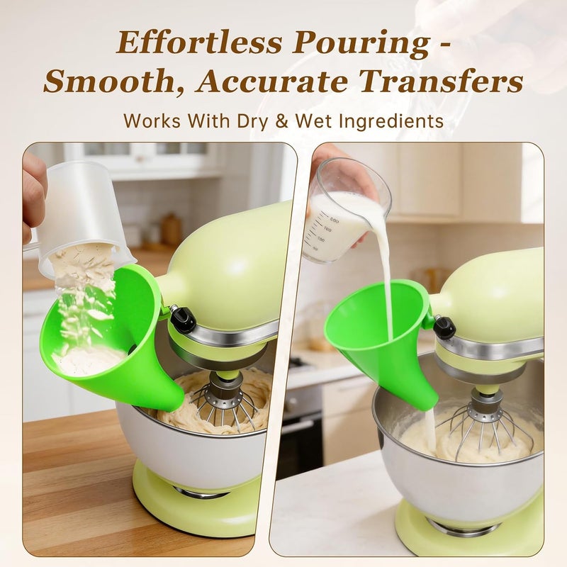 KEEUH Green Mess-Free Funnel for Kitchen Aid Mixer, Kitchen Aid Attachment for 5 Qt Tilt-Head Models(KSM150), Flour Funnel for Easy Pour and Without Splashing, Easy Clean - Image 4