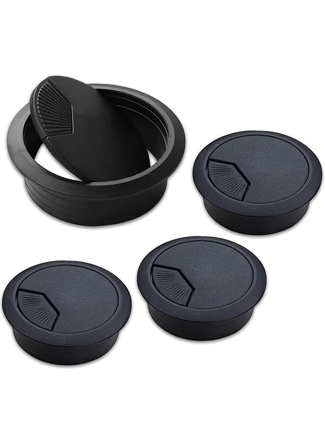 promass Desk Circular Cable Cable Ring, Desk Port Hole Cover, Computer Desk Cord Organizer for Home Office 60mm 2.4-inch (Black, 4-Pack) - Image 1