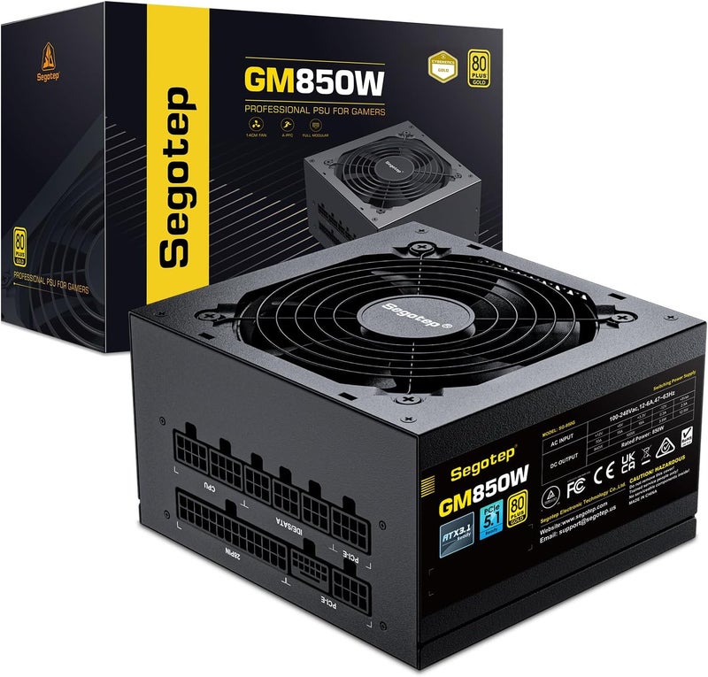 Segotep GM850 Power Supply 850W, PCIe 5.1 & ATX 3.1 Full Modular 80 Plus Gold Certified Gaming PSU for NVIDIA RTX 20/30/40/50 Series and AMD Graphics Cards - Image 1