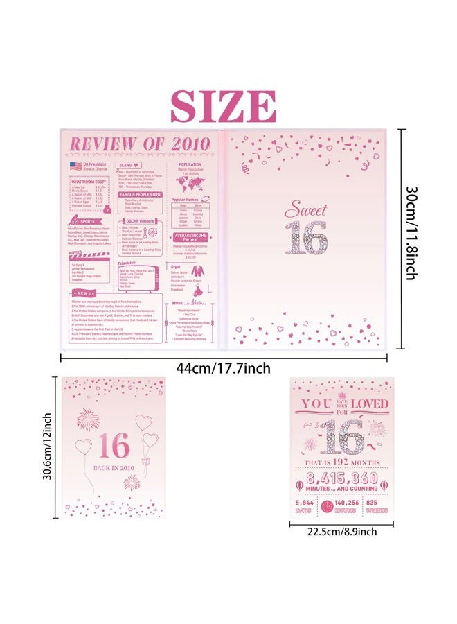 Roetyce 16th Birthday Decorations Girls, Pink Back in 2010 16th Birthday Guest Book Signature Board, 16 Years Old Gifts for Her, Funny 16 Years Old Party Supplies, Rose Gold Sweet 16 Party Jumbo Card - Image 2
